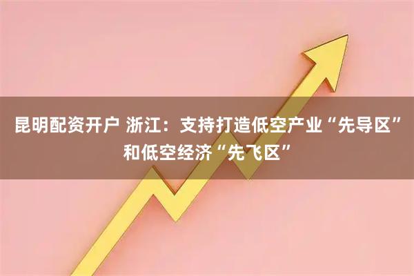 昆明配资开户 浙江：支持打造低空产业“先导区”和低空经济“先飞区”