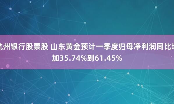 杭州银行股票股 山东黄金预计一季度归母净利润同比增加35.74%到61.45%