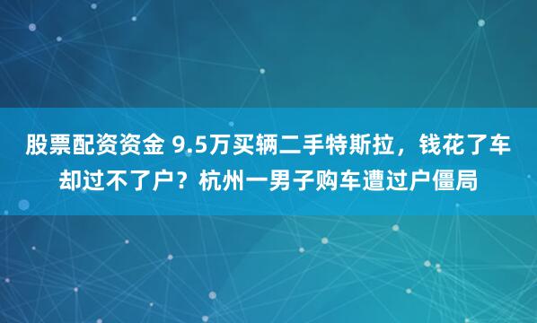 股票配资资金 9.5万买辆二手特斯拉，钱花了车却过不了户？杭州一男子购车遭过户僵局